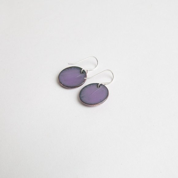 Handmade Copper Enamel Penny Earrings Pierced Dangle Round Boho Rustic - Picture 10 of 15